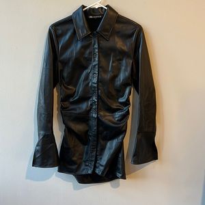 Zara black leather top. Size M